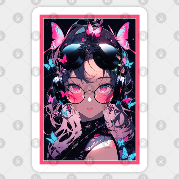 Aesthetic Anime Girl Pink Rosa Black | Quality Aesthetic Anime Design | Premium Chibi Manga Anime Art Sticker by AlNoah